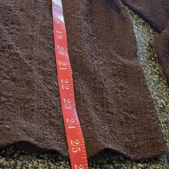 Elementz 2 pc Semi-Sheer Brown Textured Roll-tab Blouse Laced Cami Women's XL - Picture 10 of 16